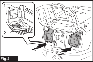 Installing battery cartridge - Step 2