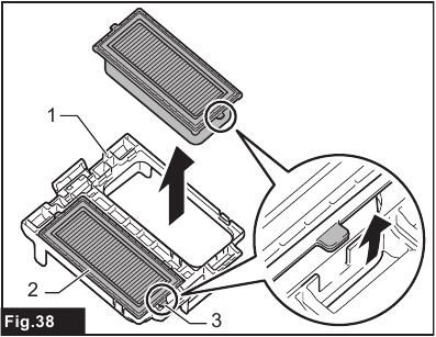 Removing powder filter and prefilter - Step 1