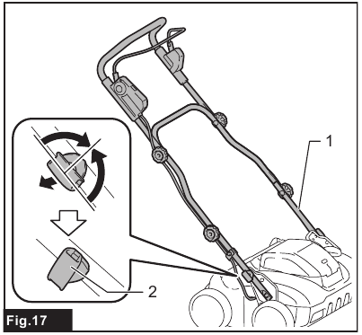 Adjusting the handle height - Step 1