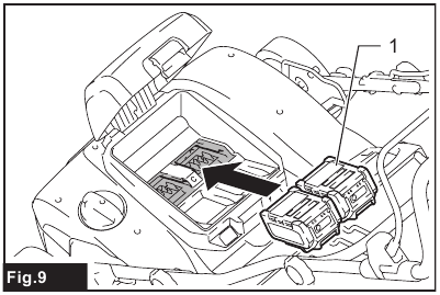 Installing or removing battery cartridge - Step 2