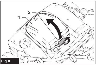 Installing or removing battery cartridge - Step 1