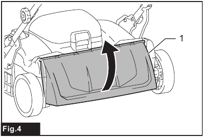 Installing or removing the grass basket - Step 1