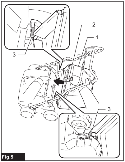 Installing or removing the grass basket - Step 2