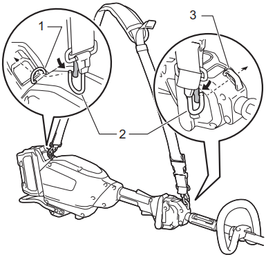 Attaching the shoulder harness - Step 1
