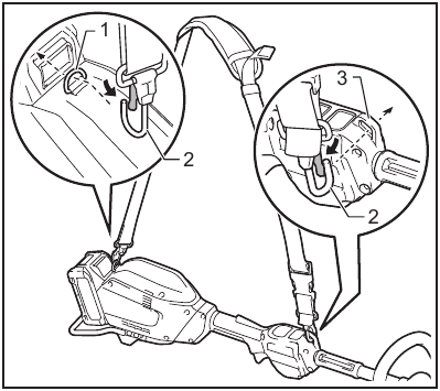 Attaching the shoulder harness - Step 1