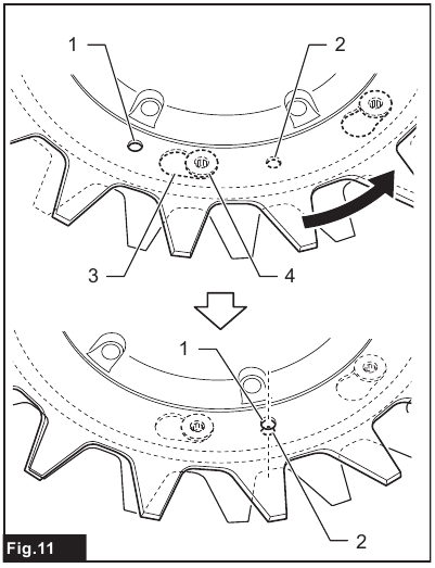 Dismounting the cutter blades - Step 2