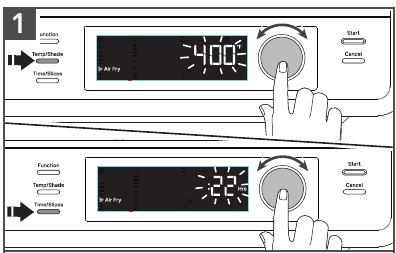USING THE COOKING FUNCTIONS - Step 1