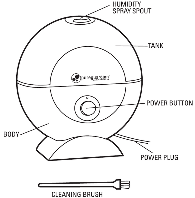 Guardian H1000 PureGuardian Ultrasonic Cool Mist Humidifier Manual