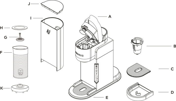 Keurig K-Cafe milk frother disassembly diagram