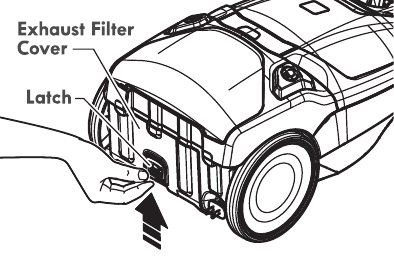 Exhaust filter changing - Step 1 - Push latch up