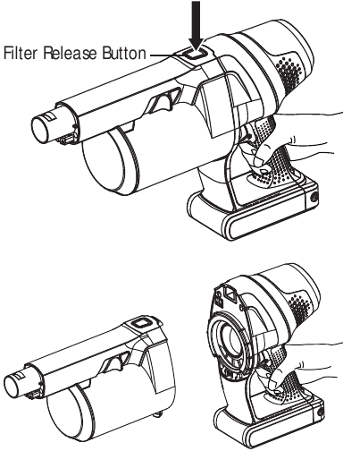 Filter Cleaning - Step 1 - Press filter release
