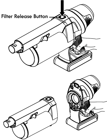 Filter Cleaning - Step 1 - Press filter release