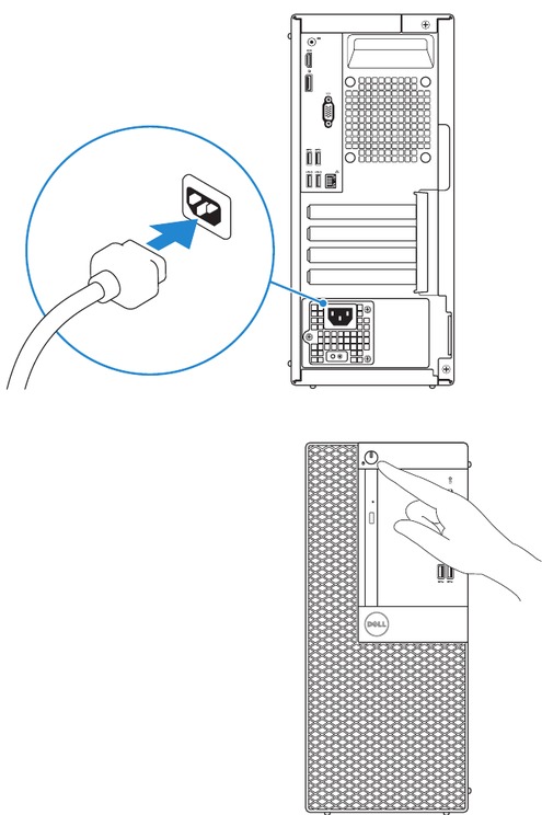 Connect the power cable and press the power button