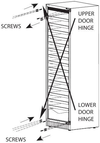 REVERSING THE DOOR - Step 3 - Reinstall the hinges