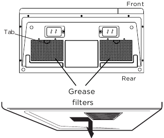 Cleaning the grease filters - Step 1