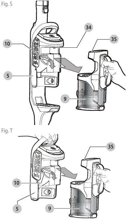 USE - Releasing the dust canister