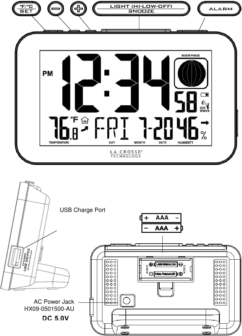 La Crosse Technology 617 1485b Atomic Color Alarm Clock With Usb Charging Port Manual Manualslib