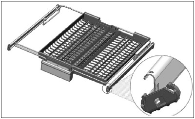 Using the Ceiling cutlery basket in lower position