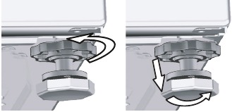 Adjusting the feet - Step 1 - Loosen the lock nuts