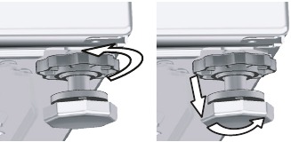 Adjusting the feet - Step 1 - Loosen the lock nuts