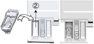 Using liquid detergents if the product contains a liquid detergent cup