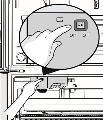 Turning the ice maker on and off