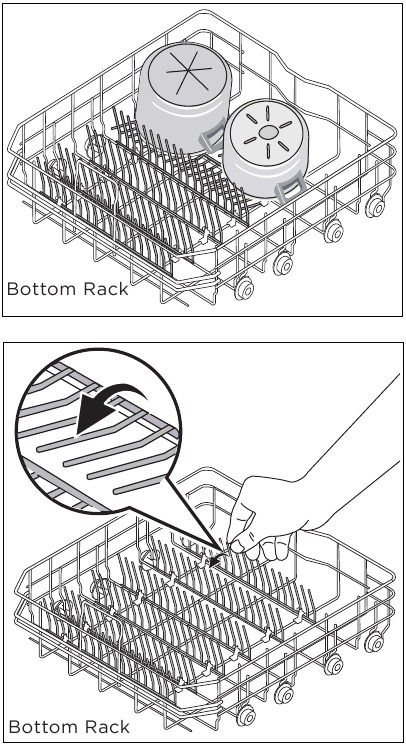 Using the Fold-down Tines Bottom Rack