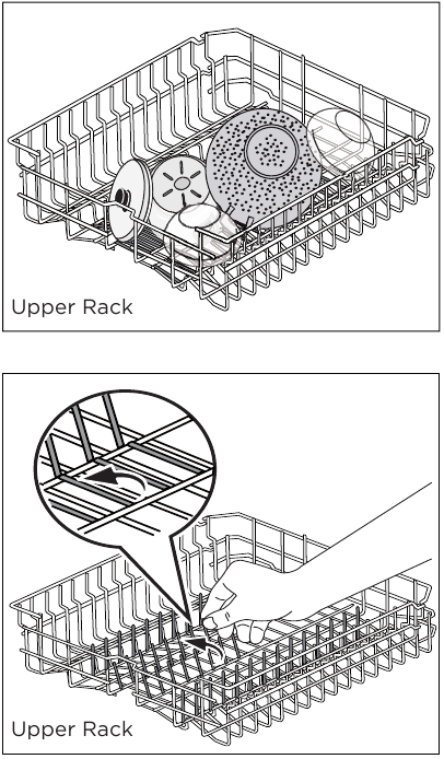 Using the Fold-down Tines Upper Rack