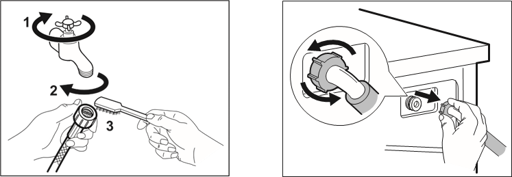 CLEANING THE INLET HOSE AND THE VALVE FILTER - Step 1