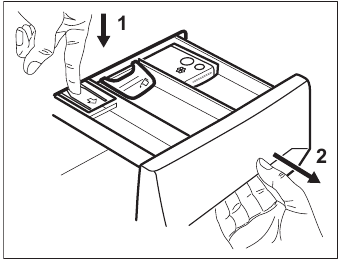 POSITION OF THE DETERGENT FLAP - Step 1