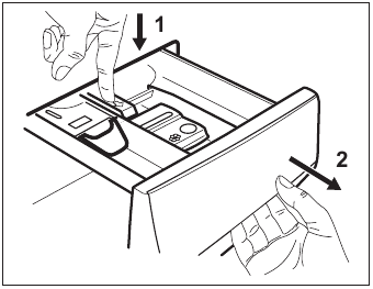 CHECK THE POSITION OF THE DETERGENT FLAP - Step 1
