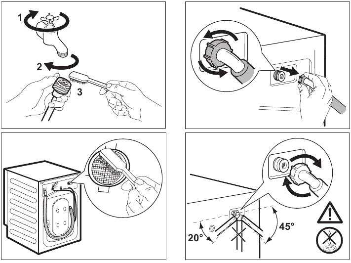 CLEANING THE INLET HOSE AND THE VALVE FILTER