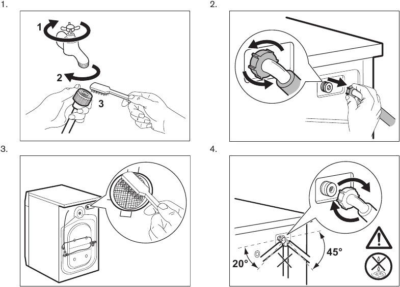 CLEANING THE INLET HOSE AND THE VALVE FILTER