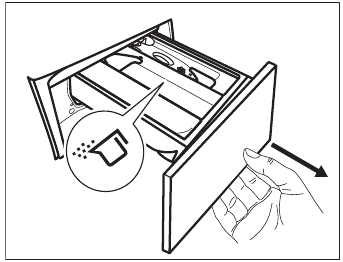 CHECK THE POSITION OF THE DETERGENT FLAP - Step 1