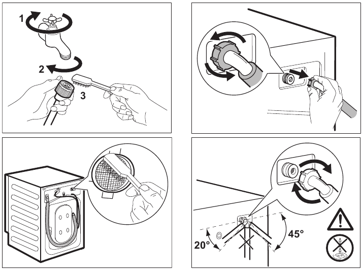 CLEANING THE INLET HOSE AND THE VALVE FILTER