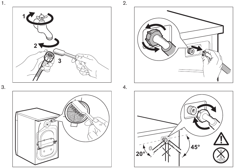 CLEANING THE INLET HOSE AND THE VALVE FILTER