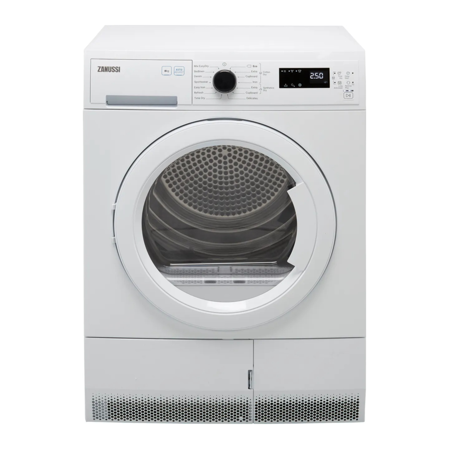 Zanussi Zdh87b4pw - Heat Pump Dryer Manual 