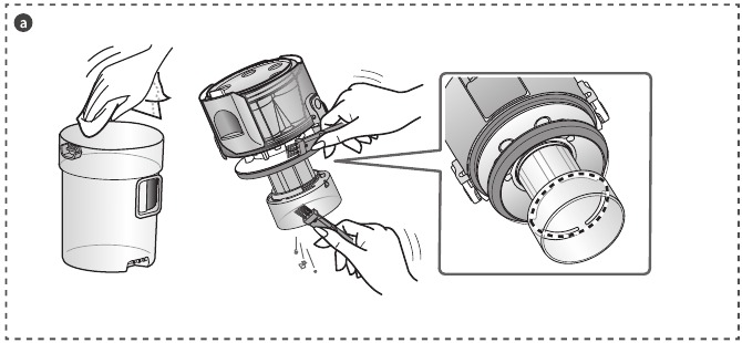 Dust cup assembly cleaning - Step 1