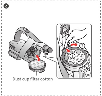 Dust cup assembly cleaning - Step 3
