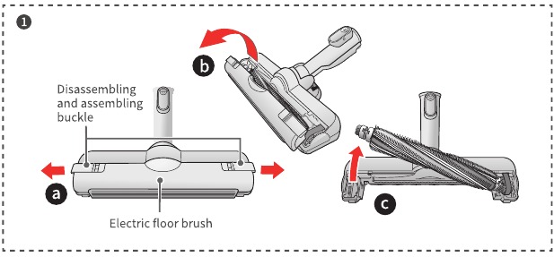 Electric floor brush cleaning - Step 1