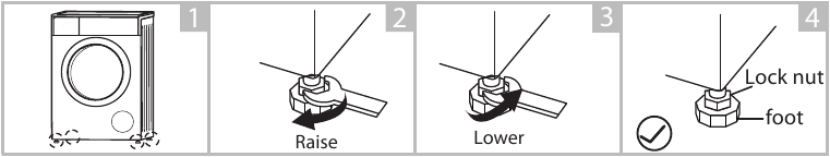 Levelling the washing machine