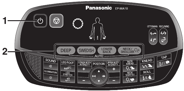 SELECTING A MENU AND STARTING THE MASSAGE