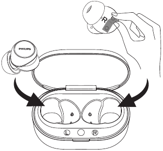 Place the earpieces in the charging box