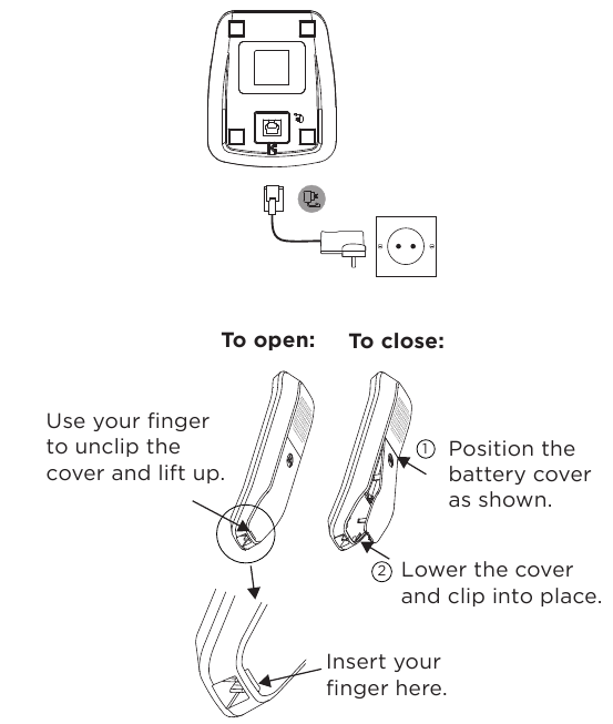 Connecting the charger and charging the handset