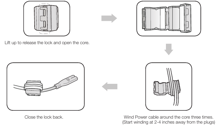 INSTALLING THE TOROIDAL FERRITE ON THE POWER CABLE