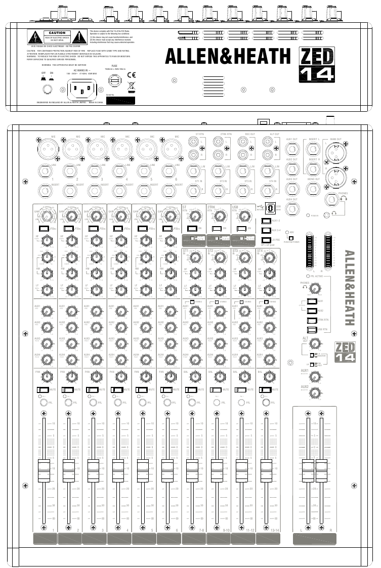 ALLEN & HEATH ZED-14, ZED-18, ZED-24 - Analog USB Mixer Manual