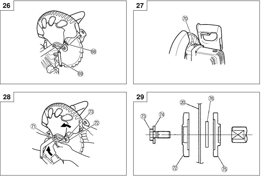 MOUNTING AND DISMOUNTING SAW BLADE
