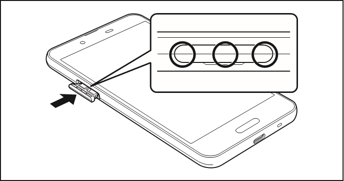 Closing the au IC Card/microSD memory card tray