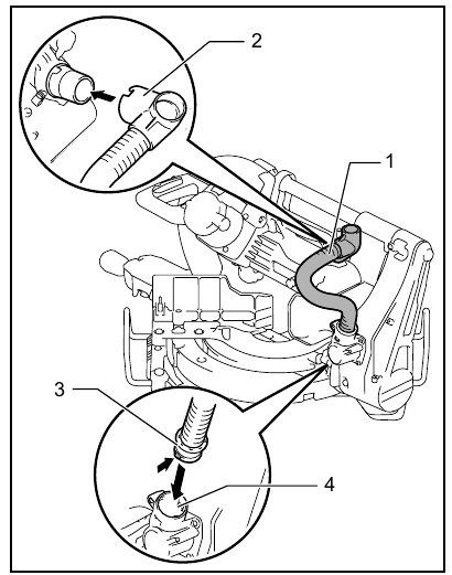 Installing the dust extraction hose