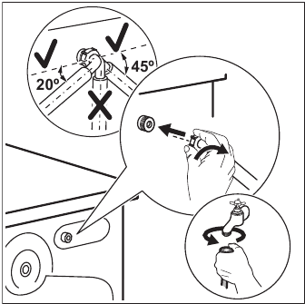 Connecting the inlet hose - Step 1